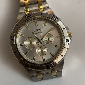 Vintage Men's RELIC ZR-15263 Two Tone Chronograph Quartz Watch New Battery